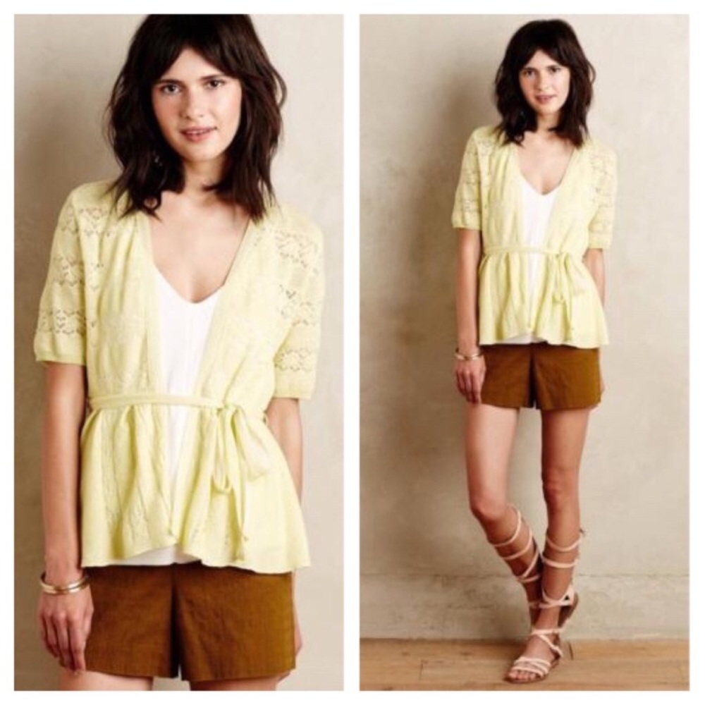 Knitted & Knotted by Anthropologie Yellow Cardigan